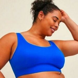 Torrid Ribbed Bralette Bra Seamless Lightly Padded Blue